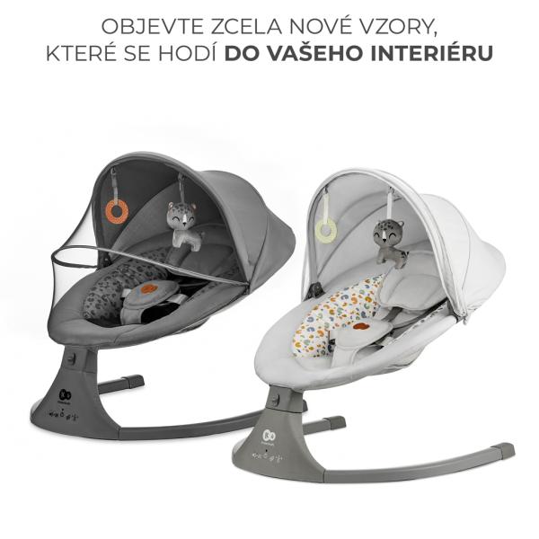 KINDERKRAFT Houpací lehátko s melodií 2v1 Lumi, do 9 kg, Premium Dark Grey