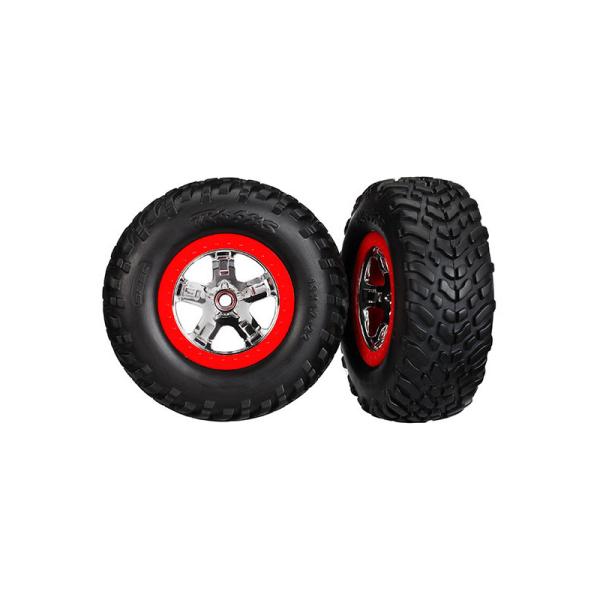Traxxas Roue 2.2/3.0", Jante Sct Argent-Rouge, Pneu Sct S1 (2)-image