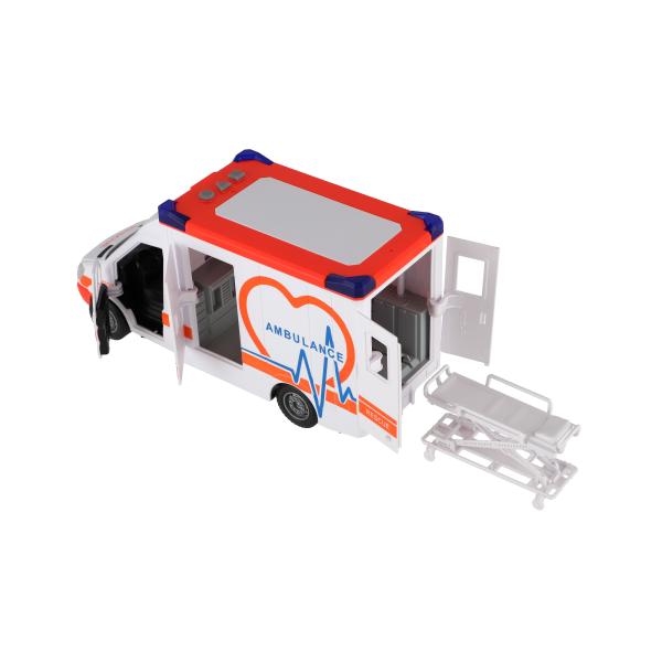 Auto ambulance plast 28cm s lehátkem na setrvačník se světlem a zvukem