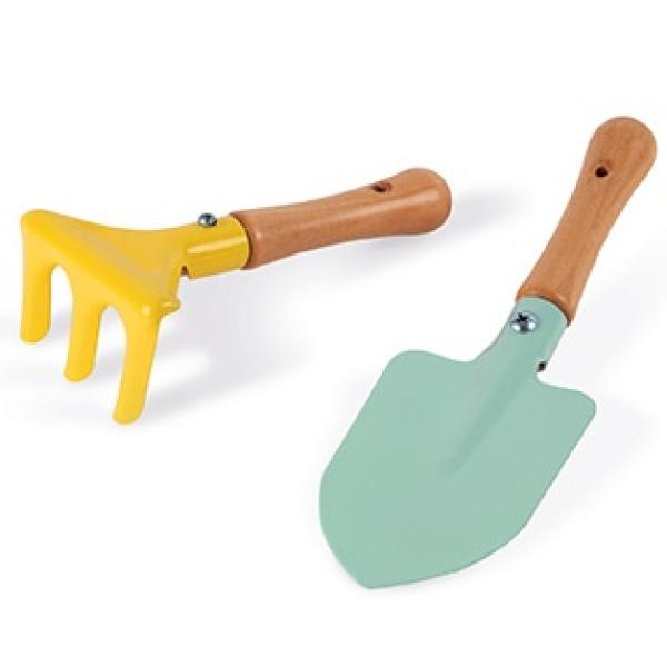 Janod - Set Di 2 Attrezzi Da Giardino Per Bambini - Pala E Rastrello - Concepito Per Iniziare A Fare Giardinaggio - Dai 3 Anni-image