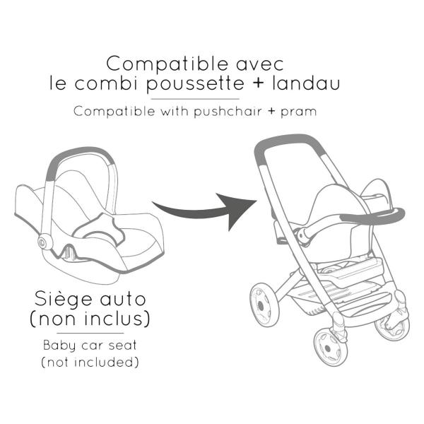 Smoby Kombinovaný kočárek Maxi Cosi pro panenky světle růžový (obrázek 9)