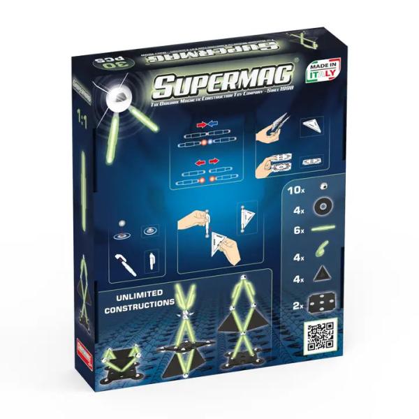SUPERMAG magnetická stavebnice Glow 30ks