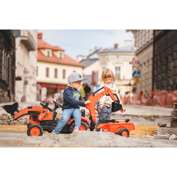 Falk šlapací traktor 2065N Kubota backhoe s předním bagrem a přívěsem s otočným bagrem (obrázek 4)