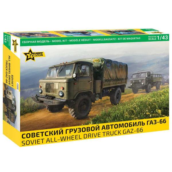 Model Kit avto 43008 - Sovjetski tovornjak s pogonom na vsa kolesa GAZ-66 (1:43)