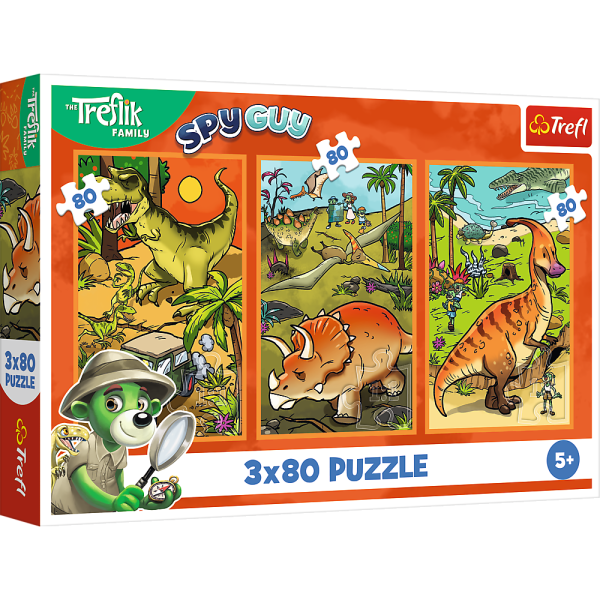 Trefl Puzzle 3x80 Treflíci ve světě dinosaurů