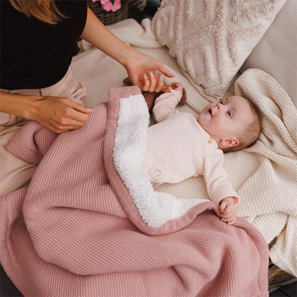 BABYONO Deka bavlněná s fleecovou podšívkou 75 x 100 cm růžová (obrázek 3)