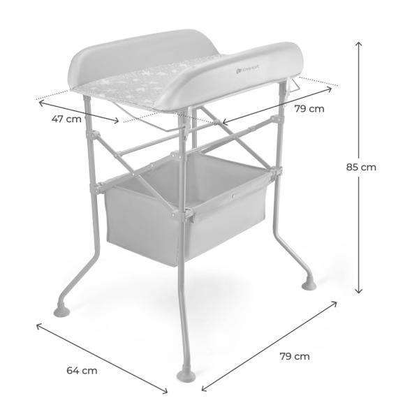 Kinderkraft Stolek přebalovací s vaničkou Bubbly Grey