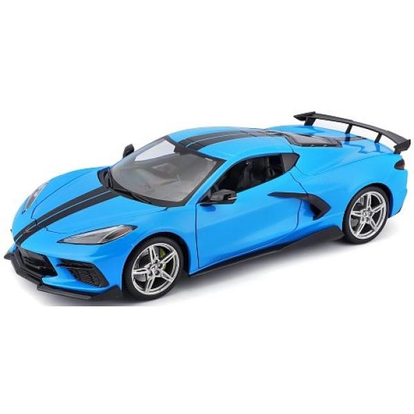 Maisto - 2020 Chevrolet Corvette Stingray Coupé (High Wing), modrý, 1:18