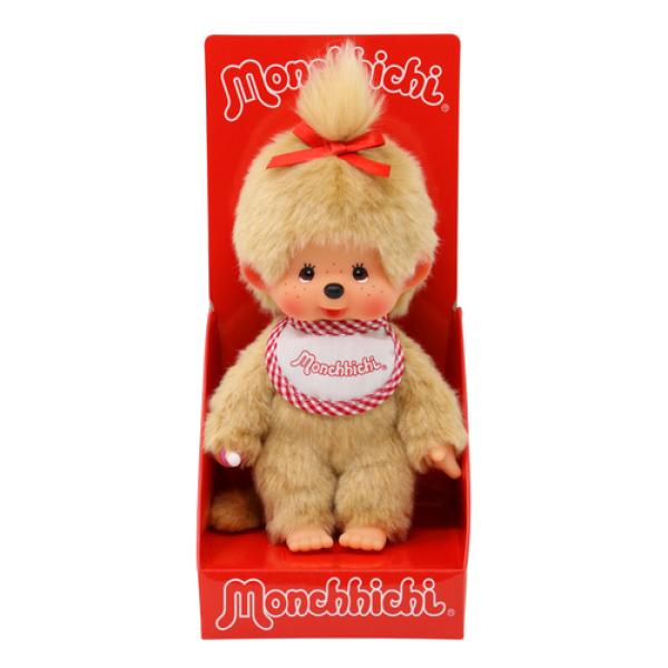 Monchhichi Mončiči dívka béžová s červeným bryndáčkem 20cm