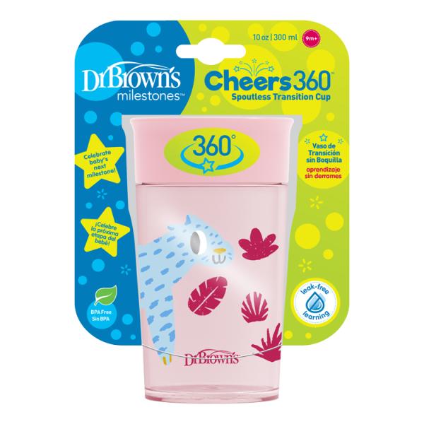 Dr.Browns Hrnek Cheers Jungle 300 ml růžový 9m+