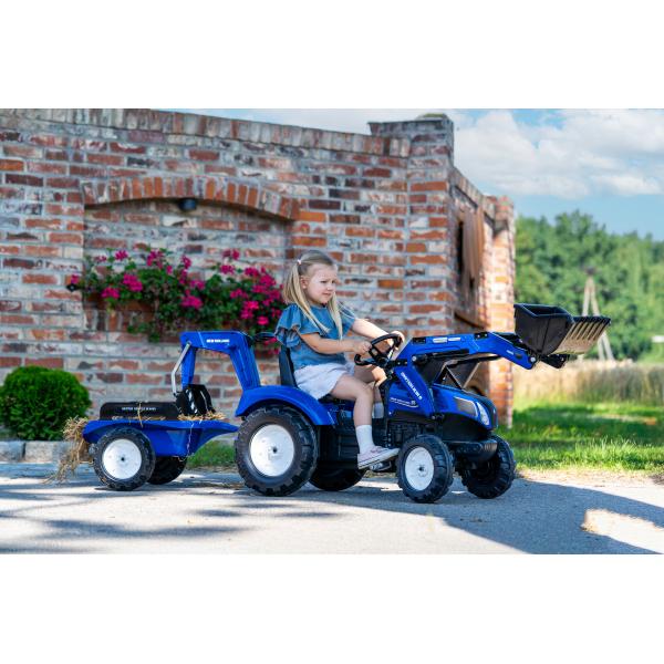 Falk Šlapací traktor 3090Y New Holland T8 s předním nakladačem a vlečkou modrý (obrázek 5)