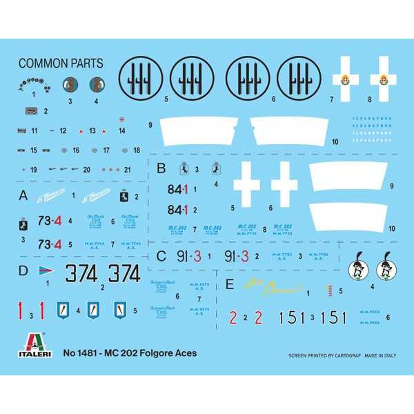 Model Kit letadlo 1481 – MC.202 Folgore Aces (1:72)