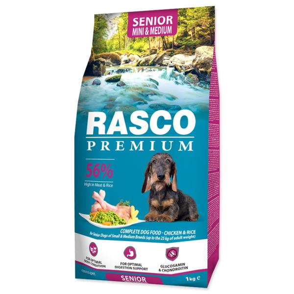 Krmivo Rasco Premium senior Mini & Medium kuře s rýží 1kg