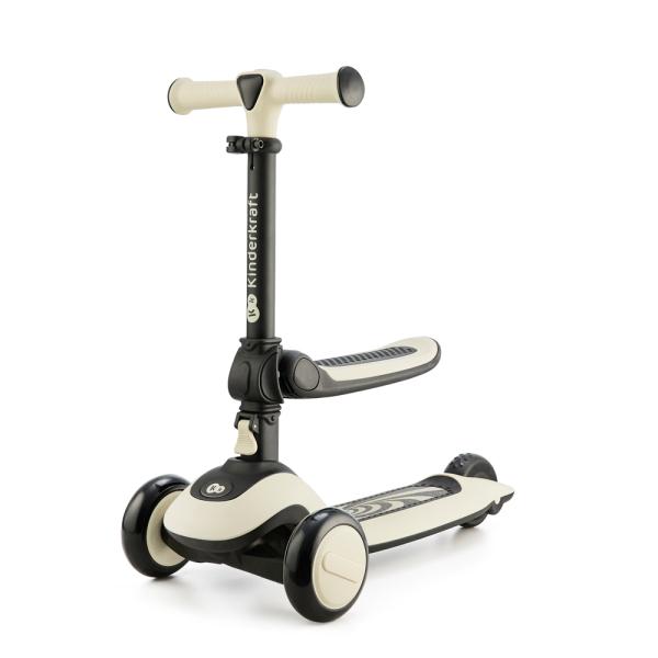 Kinderkraft HALLEY, Patinete 2 en 1, Para Niños, Ajustable, Draisienne, Triciclo, Multifuncional, Bici, 3 Ruedas, LED, De 2 años hasta 50 kilos, Blanco. Montaje en suelo-image