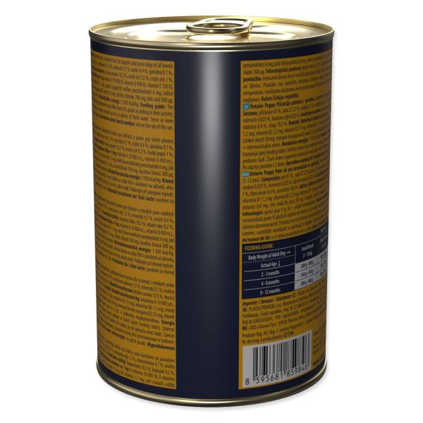 Konzerva Ontario Puppy kuřecí paté s příchutí spiruliny 400g (obrázek 5)