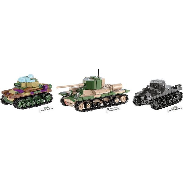 Cobi 3 tanky: Panzer I, Valentine IX, Renault R, 1:35, Muzeum tanků, Les Blindes in Sau