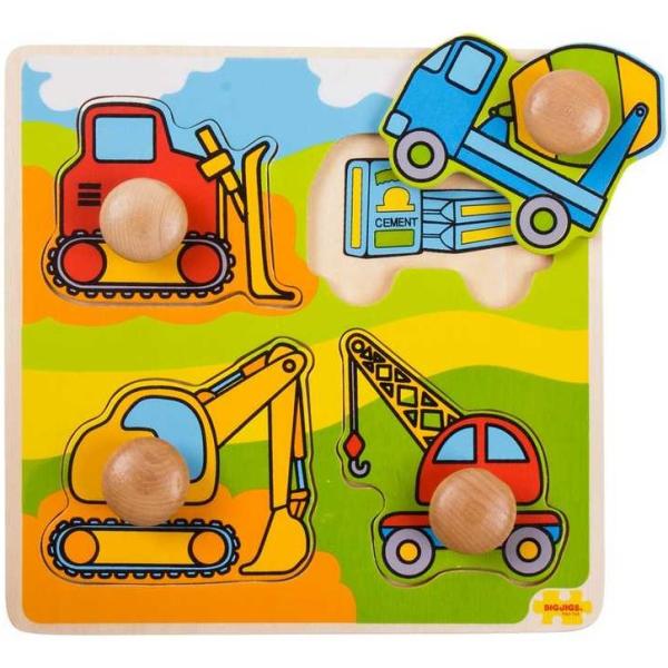 Bigjigs Toys Vkládací puzzle stavební stroje