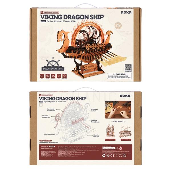 RoboTime 3D dřevěná skládačka Dračí loď Vikingů