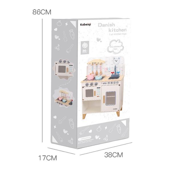 Dětská dřevěná kuchyňka s vybavením Montessori Baby Mix bílá (obrázek 4)