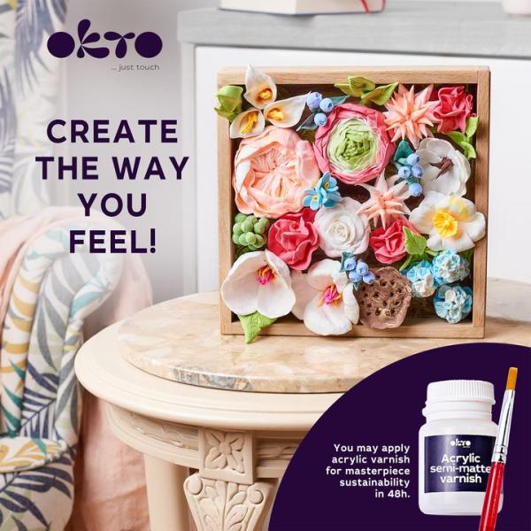 OKTO ROMANCE Výtvarná modelovacia sada DIY kvetiny s dreveným rámom 21×21 cm