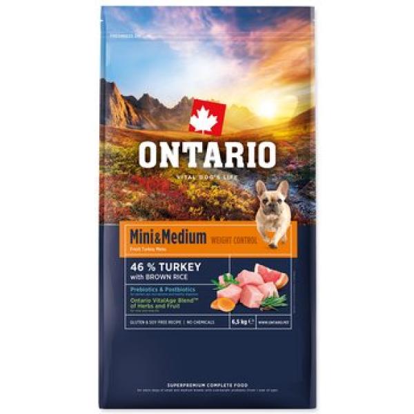 Krmivo Ontario Mini & Medium Weight Control Turkey & Brown Rice 6,5kg (obrázek 4)