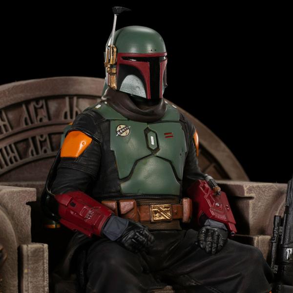 Iron Studios Star Wars: The Mandalorian – Boba Fett na trůnu socha Deluxe Art Scale 1/10