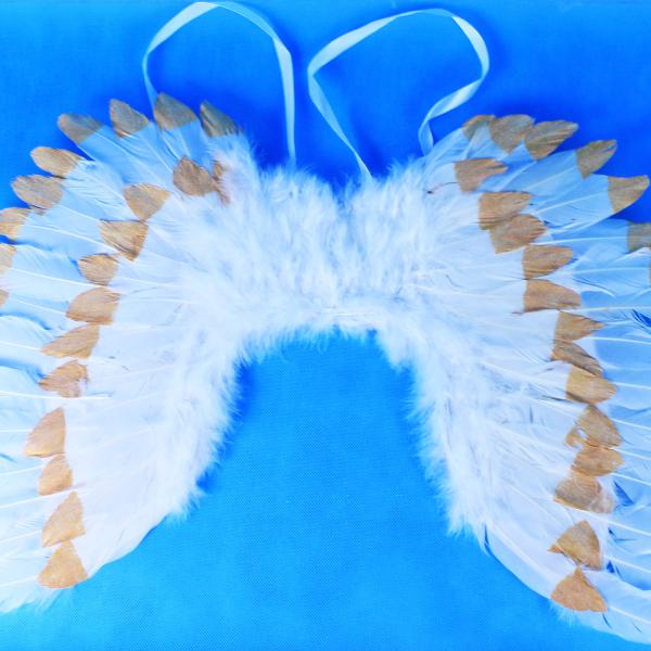 Andělská křídla s peřím, bílo-zlaté (obrázek 4)