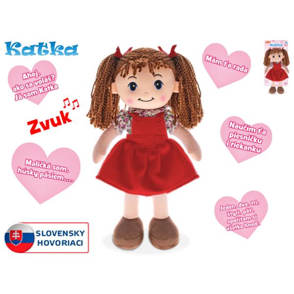 Bábika Katka mäkké telo 39cm na batérie slovensky hovoriaca brunetka