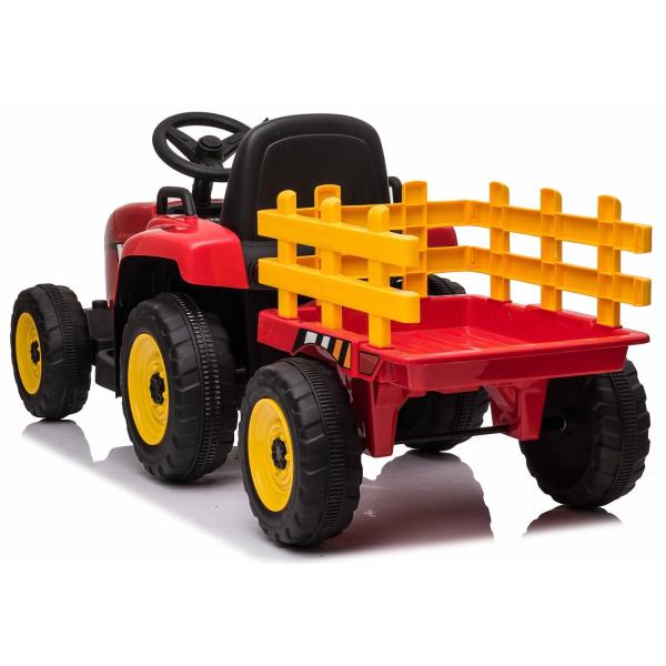 Elektrický Traktor Workers s vlečkou, červený, Pohon zadních kol, 12V baterie (obrázek 6)