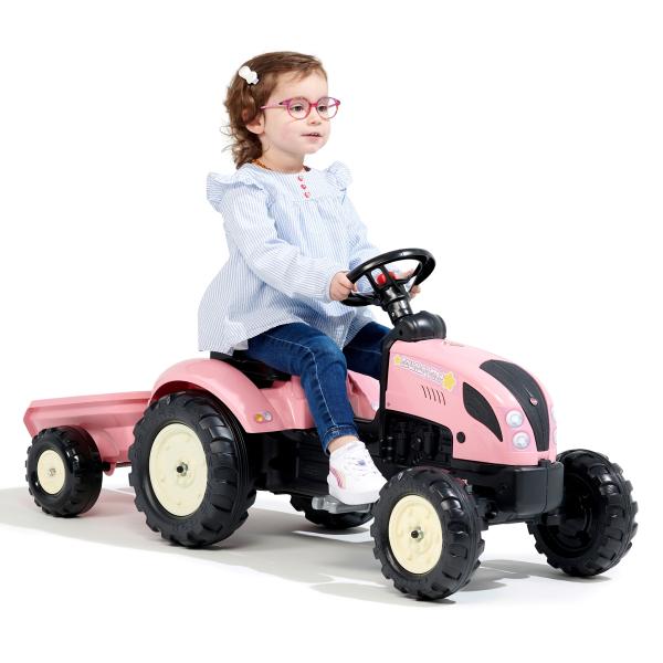 Falk šlapací traktor 2056L s přívěsem Country Star – růžový