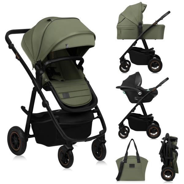 LIONELO Kočík kombinovaný Amber Plus 3v1 Green Forest