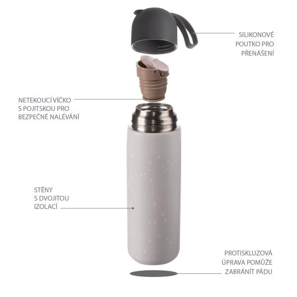 Termoska na tekutiny se silikonovým držákem 400 ml, Pistacio green