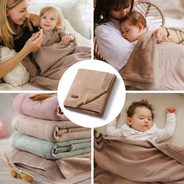 BABYONO Deka z přírodní bavlny 75 × 100 cm dark beige 0m+ (obrázek 10)