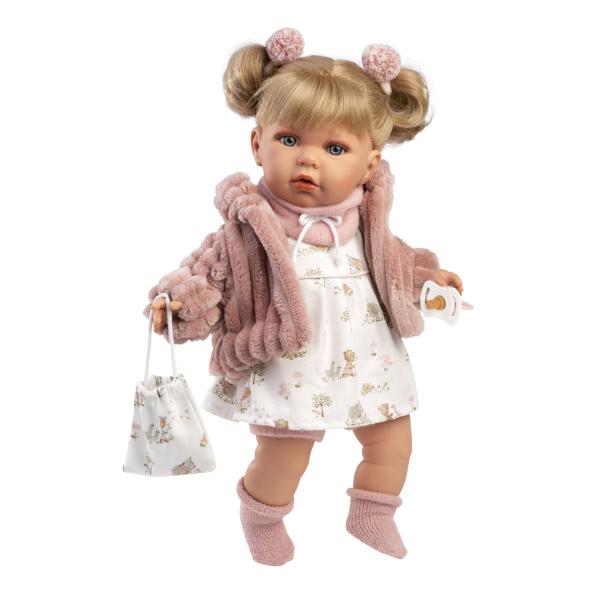 Llorens 42408 JULIA - realistická panenka se zvuky a měkkým látkovým tělem - 42 cm