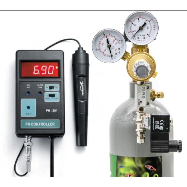 Kompletní sada CO2 s 5l lahví s nočním vypnutím a pH regulátorem