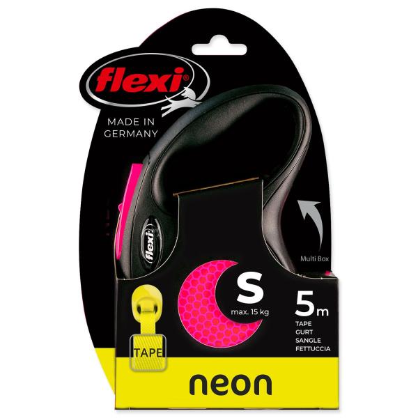Samonavíjecí vodítko pro psy Flexi New Neon Tape S 5 m růžové (obrázek 3)