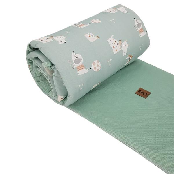 EKO Chránič do postýlky VELVET Dogs Mint 360×35 cm