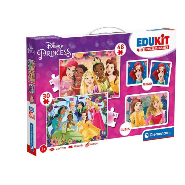 EDUkit - Princess 4v1 (pexeso, 48 + 30 puzzle, 6 kociek)