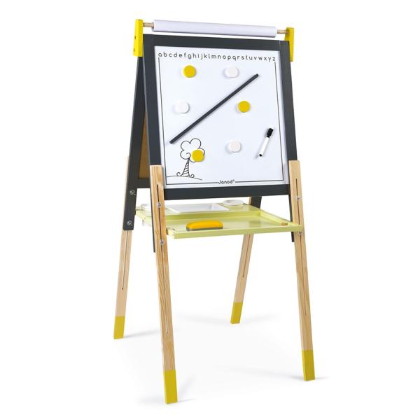 Janod Magnetická tabuľa obojstranná polohovateľná žltá šedá