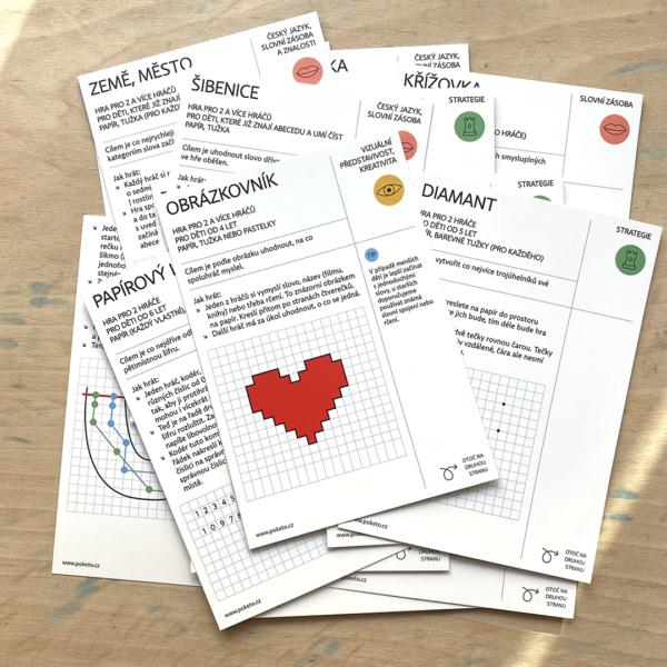 Poketo HRY – TUŽKA – PAPÍR – ČTVEREČKY