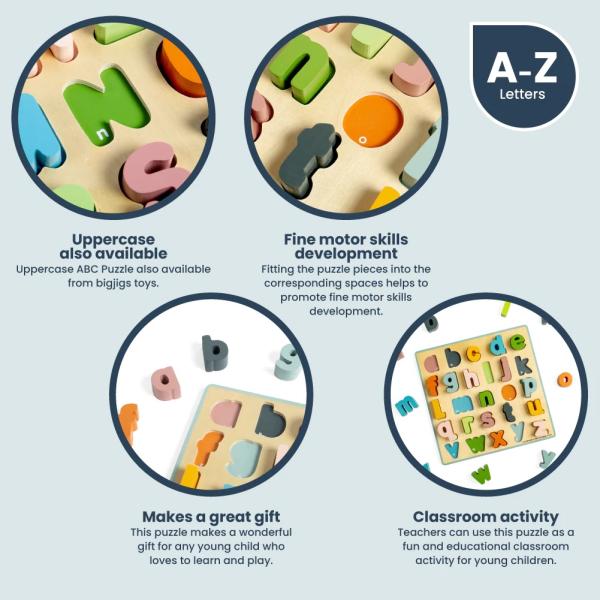 Bigjigs Toys Dřevěné puzzle malá písmena – abc