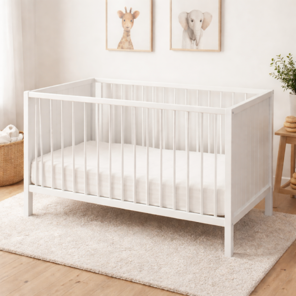 PETITE&MARS Postýlka dřevěná Mila 3 in 1 White Wood 120×60 cm