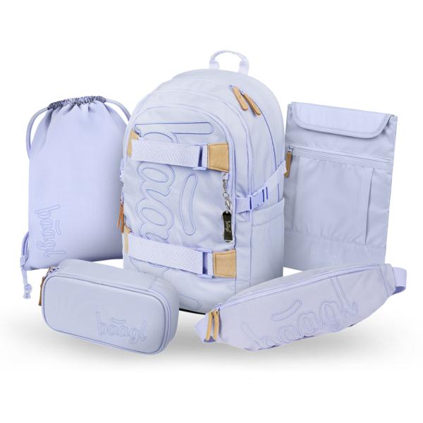 BAAGL SADA 5 Skate Lilac: batoh, peračník, vrecko, ľadvinka, obal na notebook