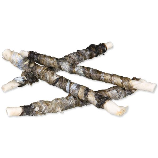 Pochoutka Trixie DentaFun buvolí kůže obalená rybou, role 12cm 10ks