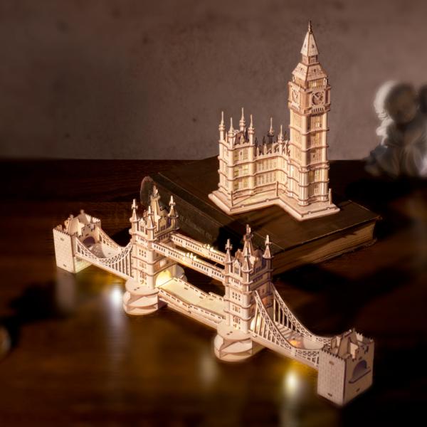RoboTime dřevěné 3D puzzle hodinová věž Big Ben svítící (obrázek 3)