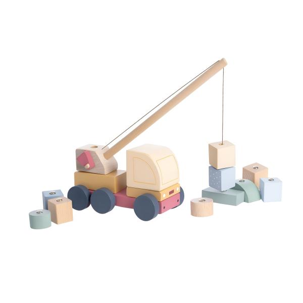 CUBIKA Pastel 15917 Autožeriav s magnetom - drevená skladačka 14 dielov