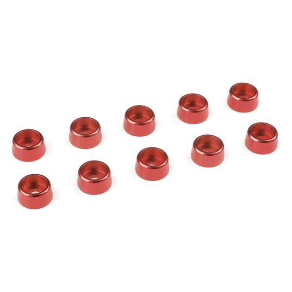 Rondella per cilindro. testa M3 / 8mm alluminio rosso (10)