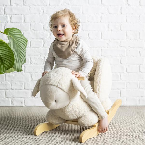 NATTOU Houpačka Teddy plyš ovečka ecru 10m+