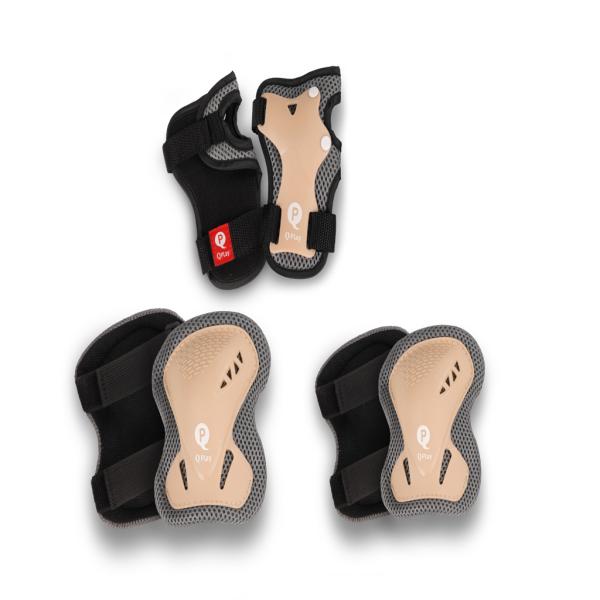 QPLAY Chrániče dětské Khaki, vel. S, věk 3-5 let