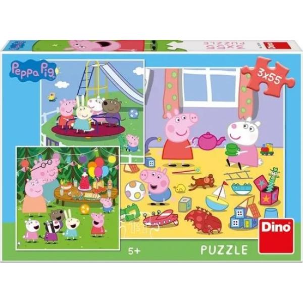 Dino PEPPA PIG na prázdniny 3x55 Puzzle NOVÉ